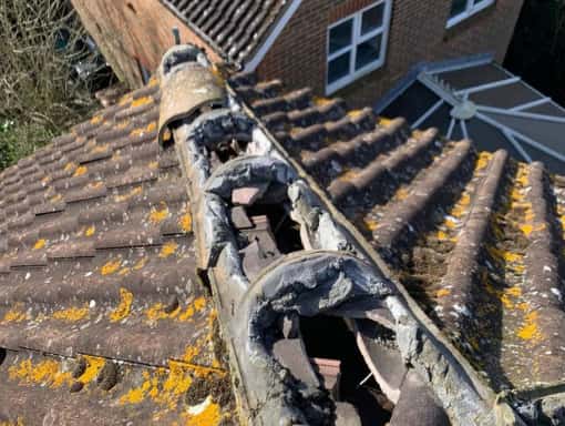 This is a photo of a roof in Canterbury that needs repair.